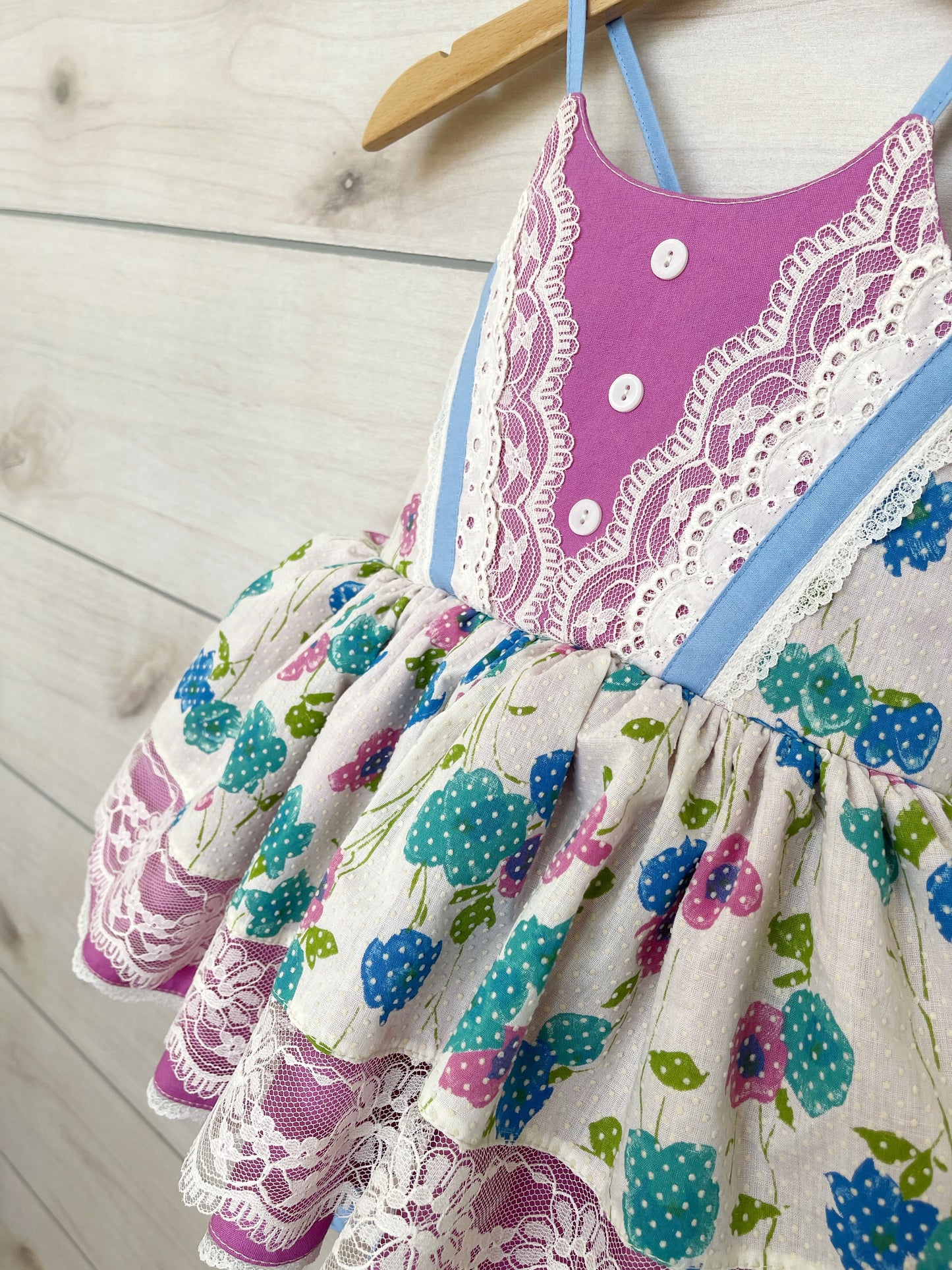 Size 2/3 Fuschia & Blue Skirted Romper