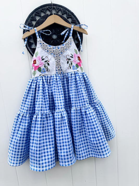 Vintage Blue Gingham Dress