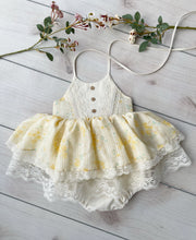 Load image into Gallery viewer, Size 2/3 Light Yellow Skirted Romper