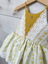Load image into Gallery viewer, Size 2/3 Golden Mustard Skirted Romper